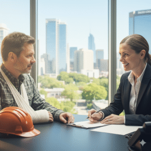 Specialist meeting with an injured worker